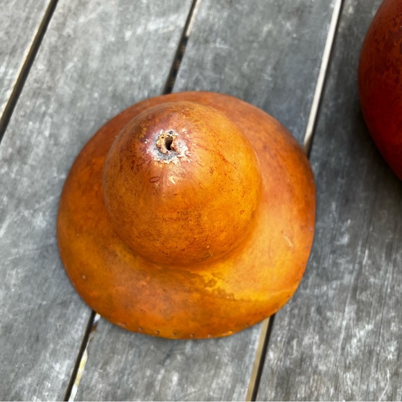 Stone Heat Hand Decorated Gourd Container By Ridge Kunzel Large Lid and Bowl - Picture 10 of 11